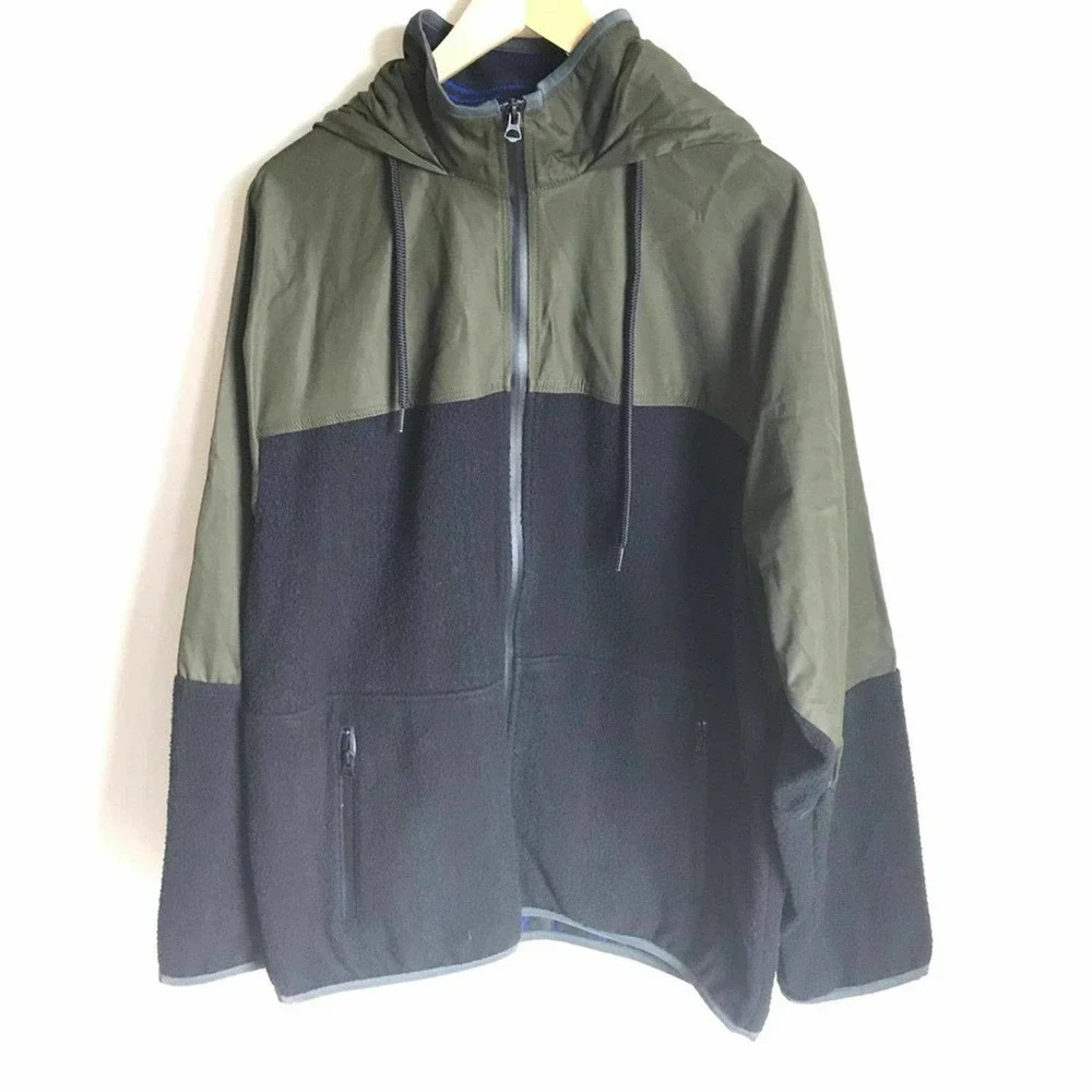 Vince Mixed Media Hoodie Jacket Urban Green NWTS - Picture 3 of 12
